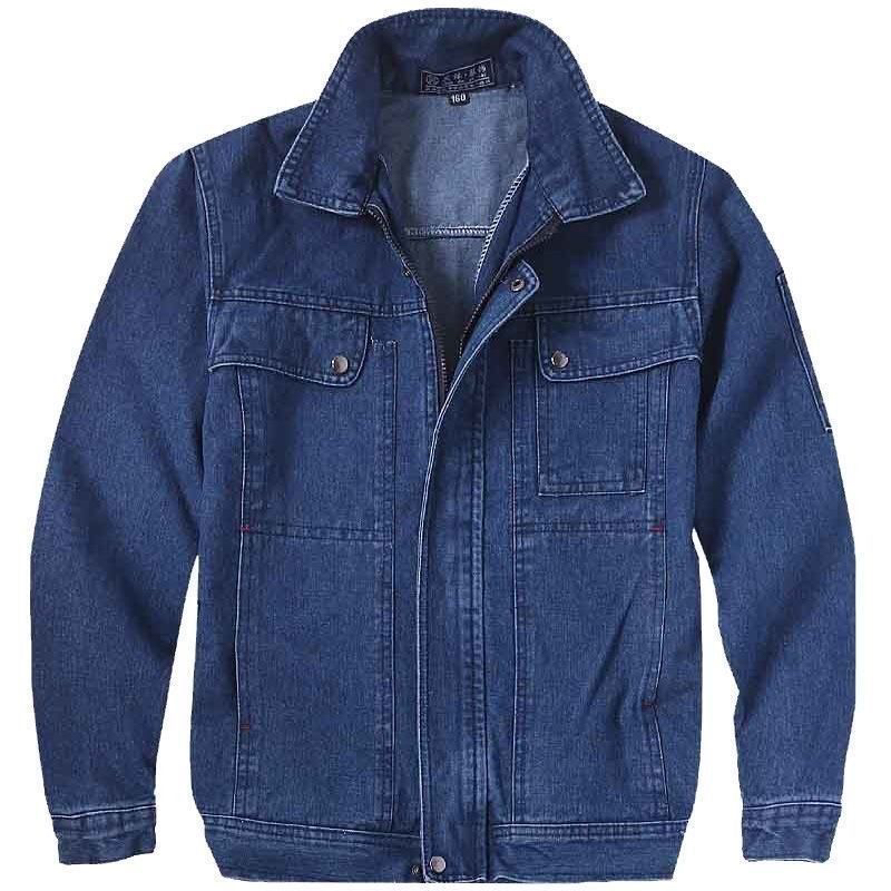 牛仔工作服套装男劳保服纯棉耐磨弹力防烫焊工工装抗火花电焊春秋