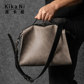 吉卡尼 小众设计真皮斜挎包男款 植鞣皮高级感通勤背包大容量手提