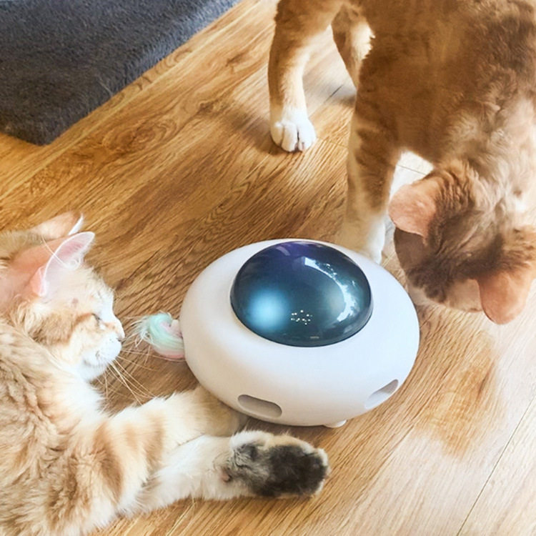 宠物玩具旋转UFO电动飞碟自动逗猫棒猫玩具塑料转盘猫咪解闷神器