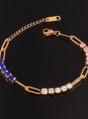 欧美时尚配饰气质简约超仙气质百搭锆石手饰彩钻搭配钻石手链