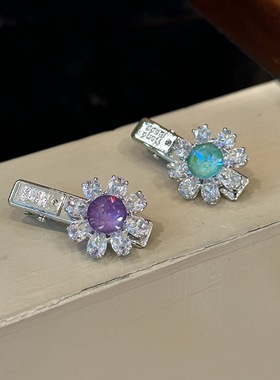 cookie饰品韩国高级感迷你小巧精致蓝色紫色水钻刘海鸭嘴夹发夹