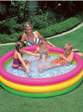 INTEX57412荧光三环充气水池球池戏水池折叠浴桶儿童浴盆洗澡盆