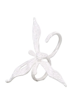 小众设计唯美鸢尾花戒指女气质花朵复古质感国风可调节指环