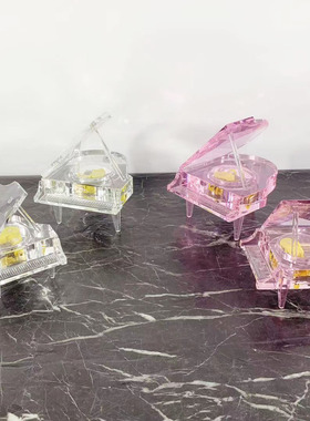 现代简约水晶钢琴音乐盒摆件酒店会所售楼处样板房软装饰品摆设