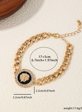 一条时尚个性几何圆形方形蜂蜜狮子镶钻手链