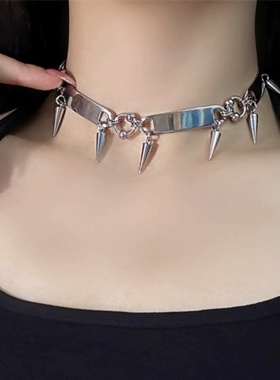 铆钉项链金属朋克风吊坠女简约冷淡风辣妹choker颈链小众网红项圈