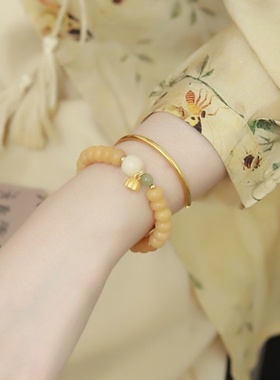 绘山雨天然风化菩提手链女款新中式国风手串学生汉服配饰