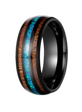 钨钢绿色欧宝戒指相思木滴胶乌金流行饰品