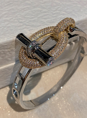 新款横杆ot系列戒指手镯套装猪鼻子轻奢铜镶锆石