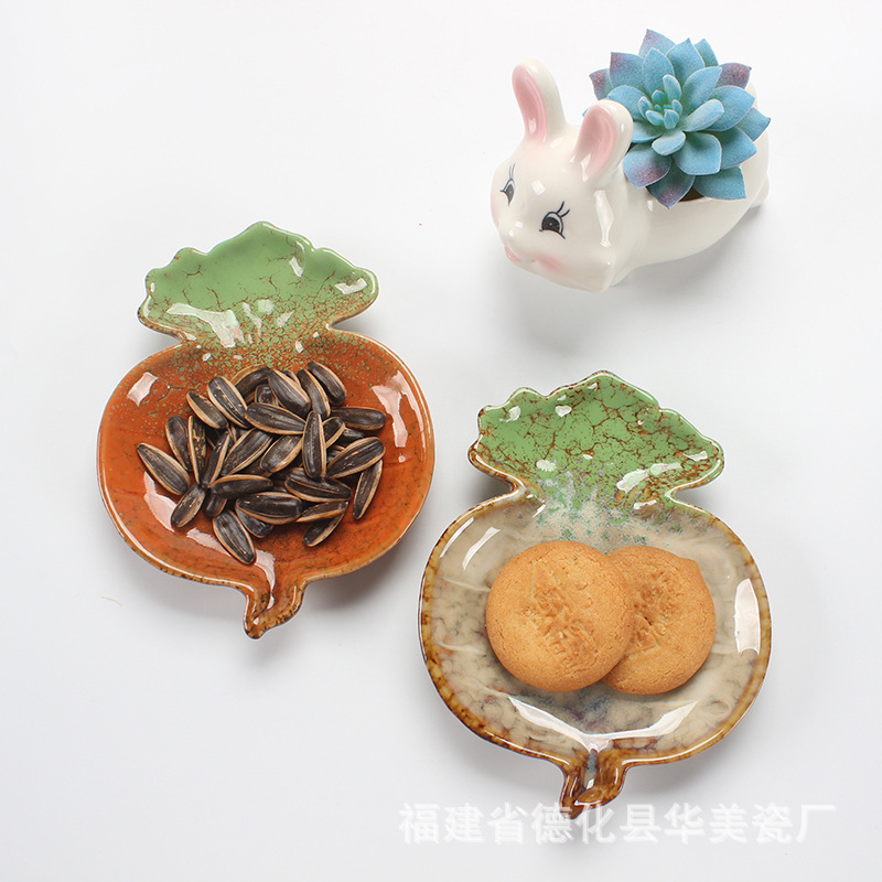 新品北欧陶瓷萝卜造型首饰盘戒指项链收纳盘蛋糕点心盘桌面摆印刷
