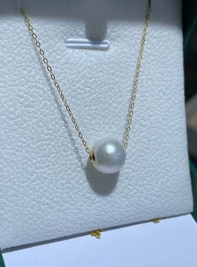 银生珍珠 爱迪生淡水珍珠 18k金贴片10-11mm路路通吊坠项链送银链