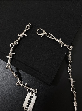 新款暗黑设计款嘻哈蹦迪荆棘刀片欧美项链国潮个性简约冷淡风颈链