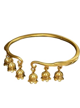 铃兰花手镯小众沙金设计开口可调节手环新款气质时尚优雅手饰