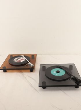 欧式创意水晶黑胶唱片机摆件样板房酒柜卧室书房客厅玄关家居饰品