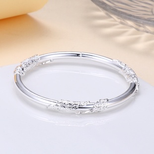 镀银手镯女繁花似锦开口相思腾花丝手镯复古绕藤情人节礼物