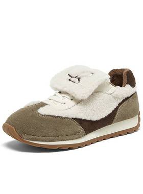 专柜正品Bata休闲鞋女2024冬季新款德训鞋运动毛毛鞋8031DDM4