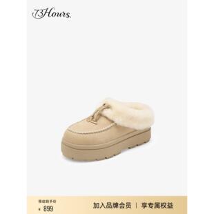 73hours女鞋厚芝士2025冬季新款厚底雪地靴女博肯包头懒人毛毛鞋