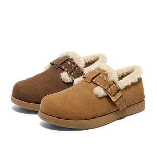 森达小太阳牛皮毛毛鞋 东北雪地靴ZTI25DA5 女25冬保暖绒毛百搭棉鞋