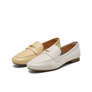 百丽简约气质便士乐福女2025春新质感通勤软底乐福鞋 B2606AA5