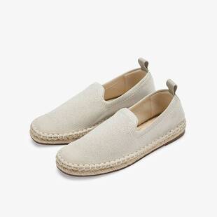 女一脚蹬透气软底飞织单鞋 73hours女鞋 渔夫鞋 新款 白奶油2025春季