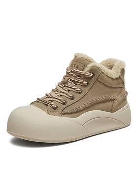 TATA他她保暖棉鞋女2025冬季新款厚底加绒板鞋毛毛雪地靴CJF01DD5