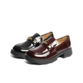 百丽元 子B2690CM5 学院深口单鞋 宝复古乐福鞋 女2025新黑色小皮鞋