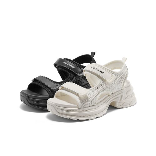 百丽时尚魔术贴老爹凉鞋2025夏新透气厚底鞋B2476BL5