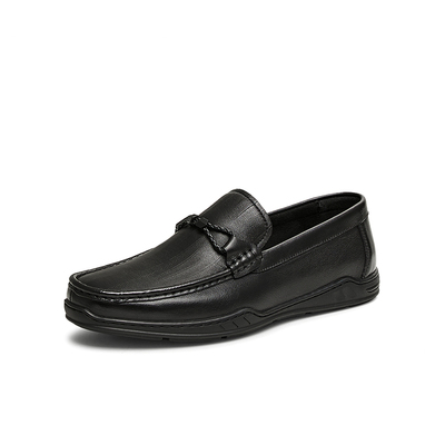 百思图2025春商场新款一脚蹬商务乐福鞋平跟男休闲皮鞋B8505AM5
