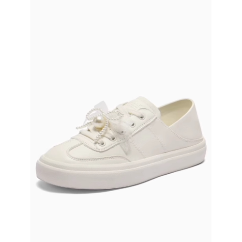 百丽两穿小白芭蕾德训鞋女2025新款一脚蹬运动休闲鞋子D8Y1DCM5