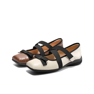 百丽Belle女鞋子复古芭蕾玛丽珍鞋2025春季交叉浅口单鞋B2438AQ5