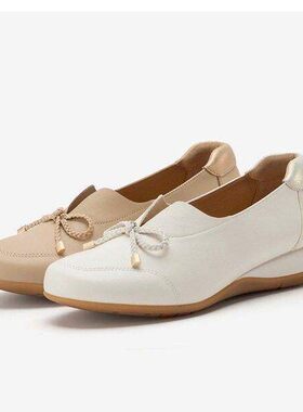 Bata中跟单鞋女2026春商场新款舒适优雅气质软底牛皮单鞋APZ29AA6