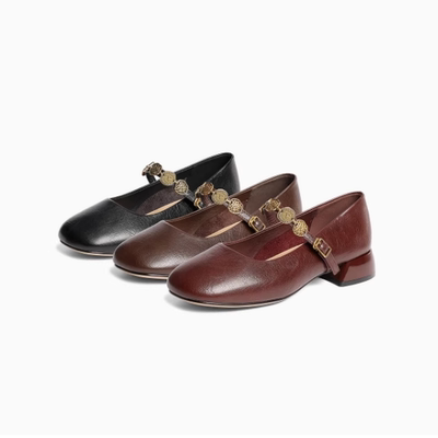 森达玛丽珍鞋女款2025春季新款潮流粗跟浅口单鞋ZTF61AQ5