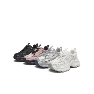 BK962CM5 休闲鞋 天美意25秋流光之翼厚底老爹鞋 女复古银色运动鞋