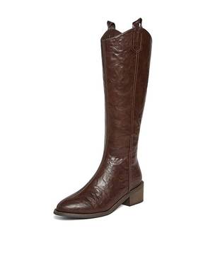 百思图流浪者24秋冬商场新款西部牛仔长靴骑士靴显瘦女靴M5321DG4