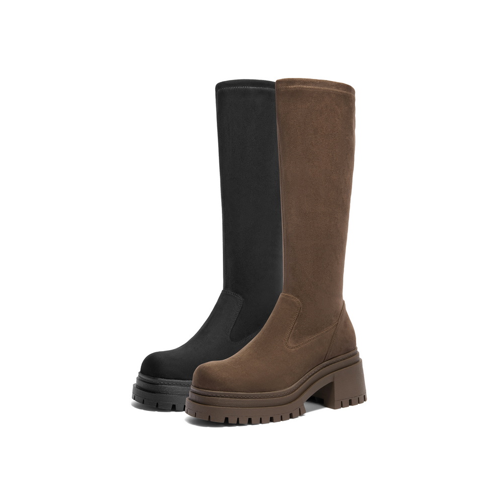 专柜正品百丽Belle女靴子24冬季厚底弹力瘦瘦靴长筒靴3MC70DG4