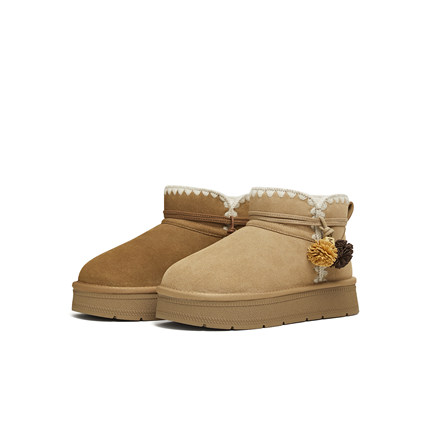 天美意厚底加绒保暖雪地靴棉鞋女鞋子短靴2025冬新款BM301DD5