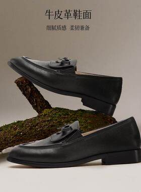 专柜正品拔佳2026春季新款女鞋英伦休闲粗跟一脚蹬乐福鞋68095AA6