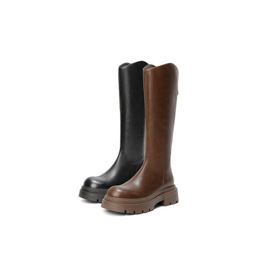 森达气质骑士靴25年冬季新款粗腿V口显瘦厚底长筒靴ZTI10DG5