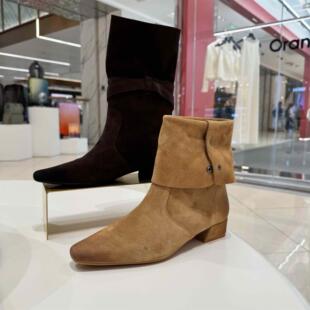 73hours女鞋牛仔假日25冬季新款堆堆靴美拉德西部牛仔靴子女短靴