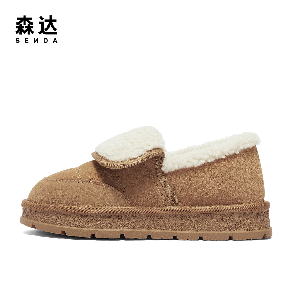 森达毛毛鞋女款2024冬季新舒适保暖毛绒厚底户外休闲鞋ZTE31DM4