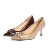 浅口单鞋 百丽优雅细高跟鞋 3Y617AQ4 新款 真皮婚鞋 女鞋 子2024春季