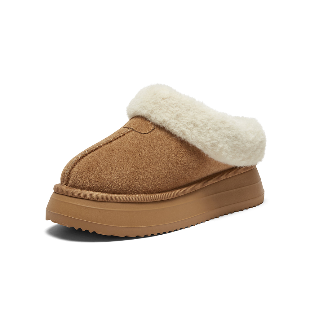 专柜正品百思图2023冬季新款休闲穆勒托平跟女毛毛鞋CD712DH3