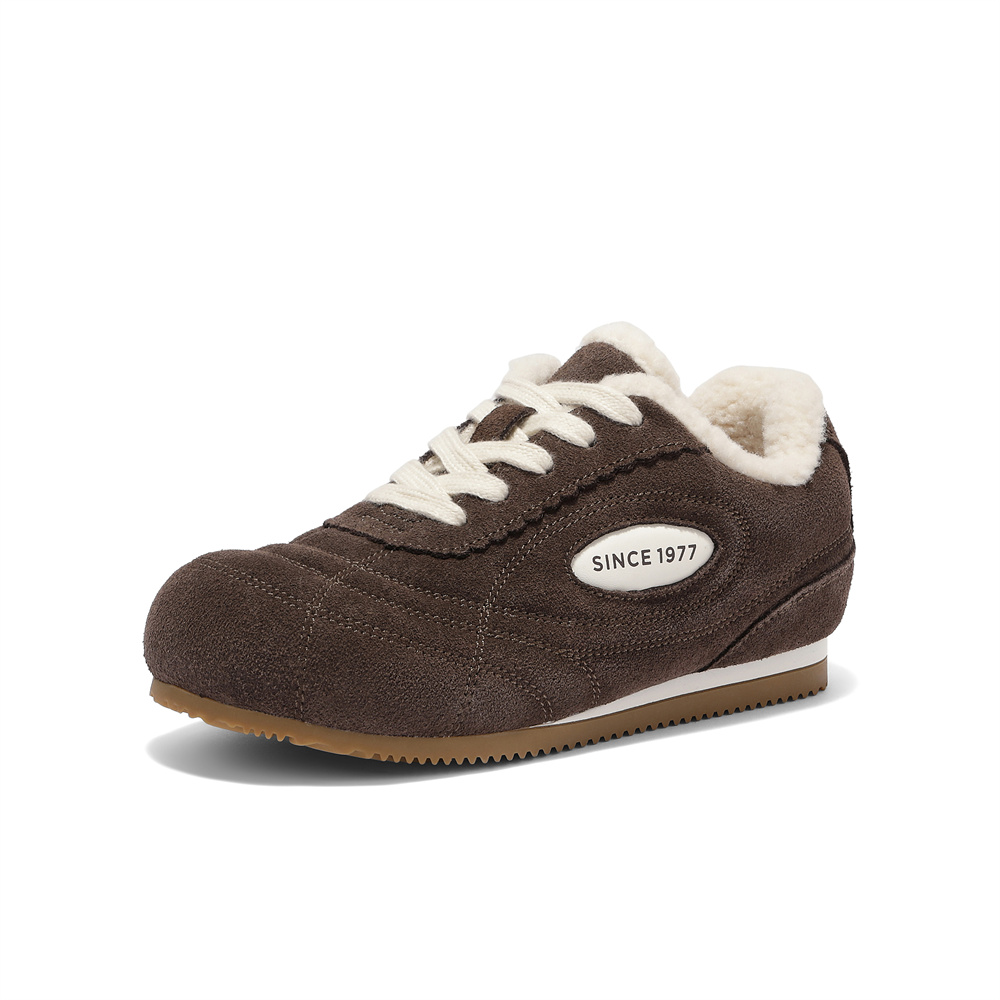 专柜正品森达毛毛鞋女2025冬新户外运动风毛绒保暖休闲鞋ZTI24DM5