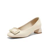 百思图2023春季 WA811AQ3 粗跟浅口女单鞋 新款 通勤懒人一脚蹬妈妈鞋