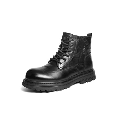 百丽男鞋加绒保暖休闲牛皮马丁靴子男士25冬季工装短靴8XY01DD5