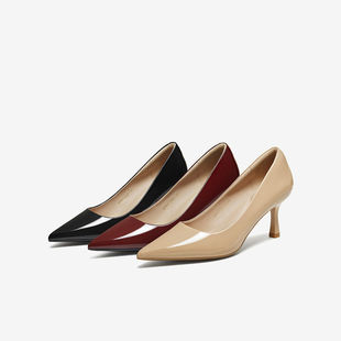潮流细高跟尖头女鞋 百思图2026春季 浅口单鞋 商场同款 CU711AQ6 新款