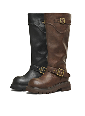 天美意复古厚底骑士靴西部靴长靴女高筒时装靴2025冬新款BM351DG5