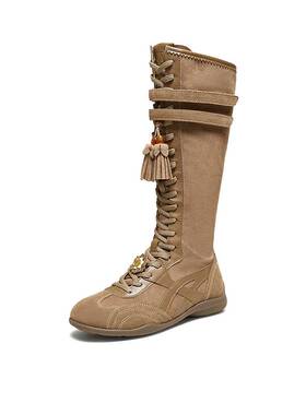 TATA他她靴子女秋冬厚底户外西部靴显高显瘦长筒靴时装靴GWG01DG5