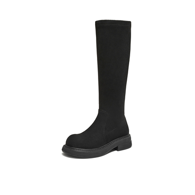 百思图2025冬季商场新款绒面弹力靴瘦瘦靴骑士靴女长靴B8111DG5