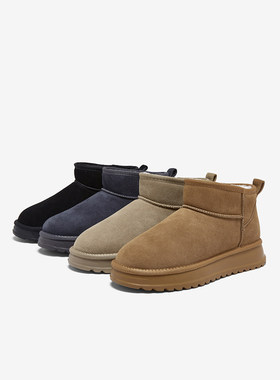 百思图2025冬季新款雪地靴时尚简约户外休闲男短靴25002DD5